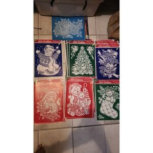 Lot 23 Sheets Vintage Christmas Window‎ Joy Clings Decorations Variety